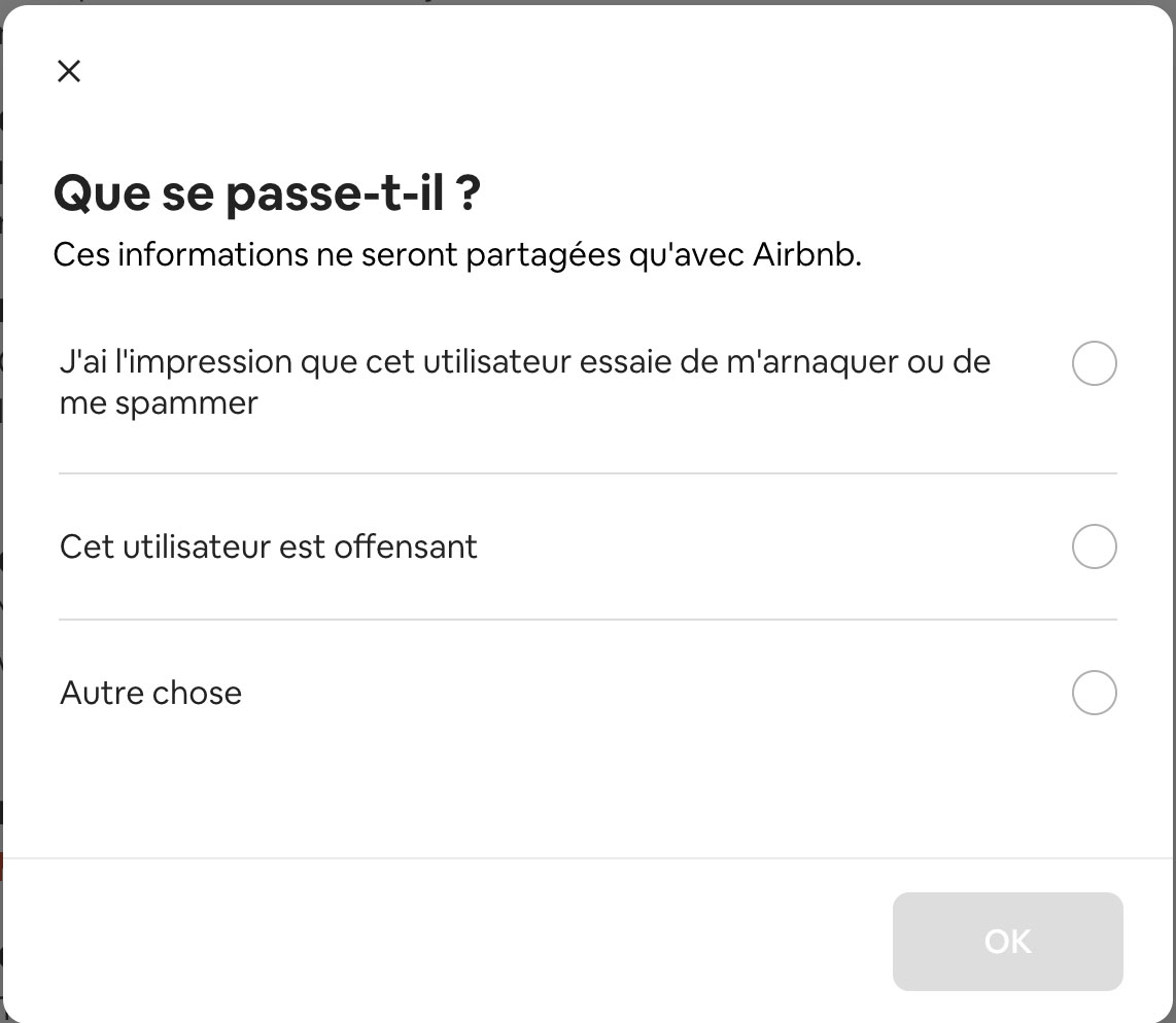 que se passe-t-il ? Pourquoi signalez vous cette personne ?