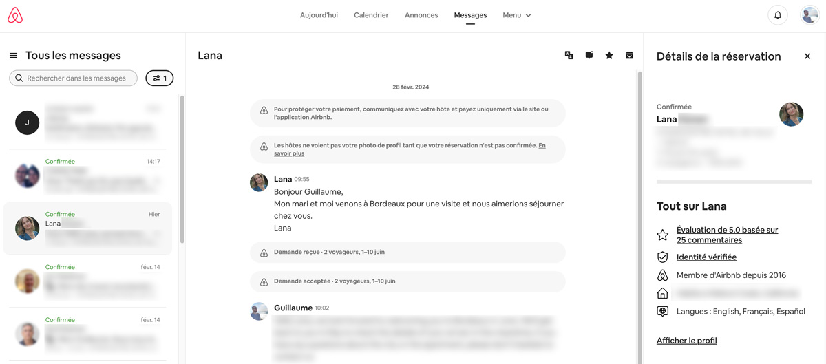 messagerie airbnb
